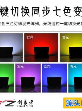 新款直销太阳能投光灯100W遥控RGB七彩投光射灯户外庭院草坪投光