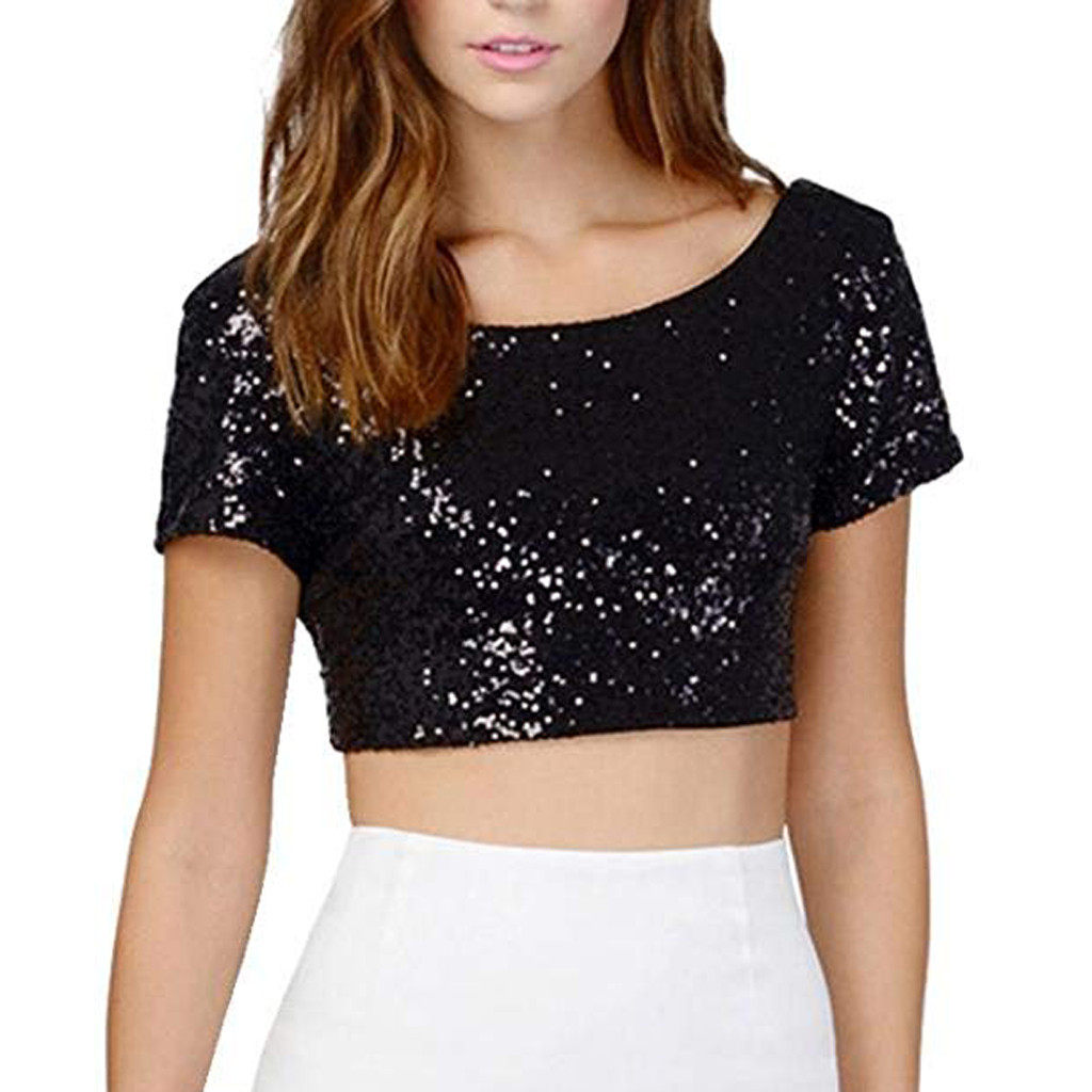 Open back open navel blouse T-shirt露背女士露脐短上衣多色T恤