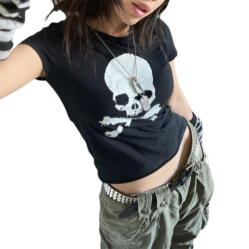 运动衫骷髅图案服装上衣女