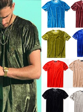 Short sleeve T-shirt hip-hop velvet top短袖T恤嘻哈丝绒上衣