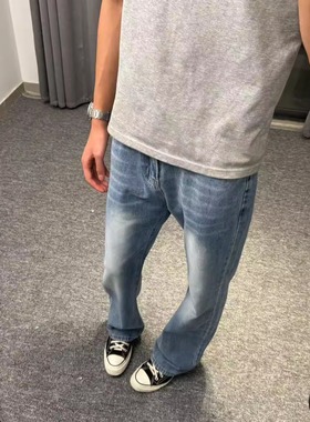 ROKEK！现货！蓝色cleanfit牛仔裤直筒水洗修身显腿长男款裤子