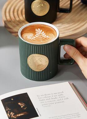 水杯100418金属杯铭牌纹棱陶瓷马茶克杯咖啡杯杯子情侣对礼物