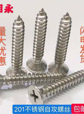 沉201不锈钢长自攻丝十字头螺螺丝加螺钉木螺丝平头螺WJO丝钉