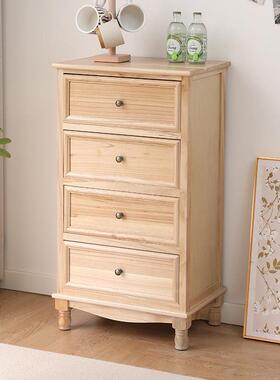 实木斗柜收纳床储物柜客厅卧靠墙室尾59093边柜原木柜柜子床头柜