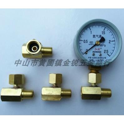 1/4＂黄铜表座三通接头用于管道或接头中间加接压力表来显示压力