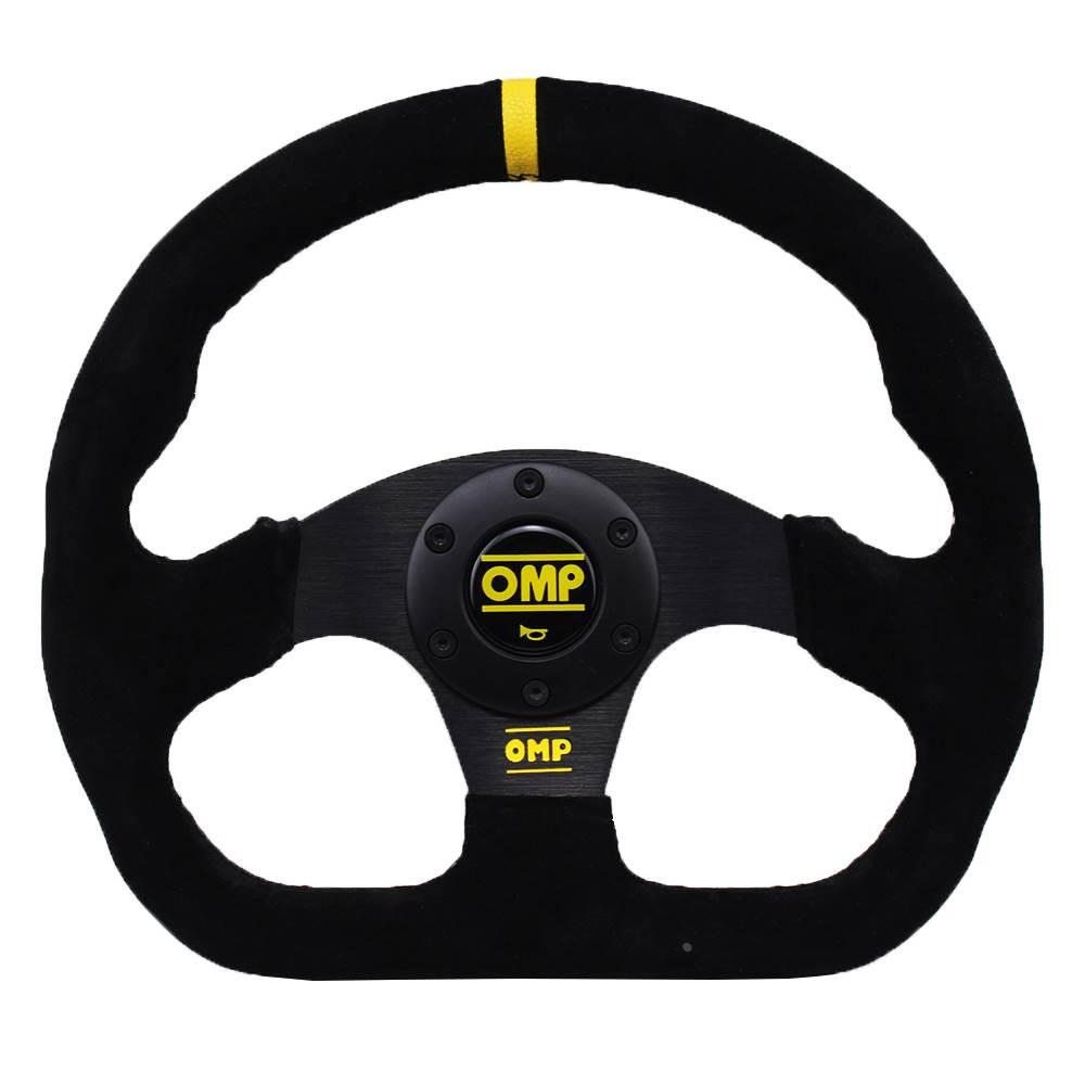 OMP 13寸横向外直径约325MM D型平底磨砂皮改装赛车方向盘