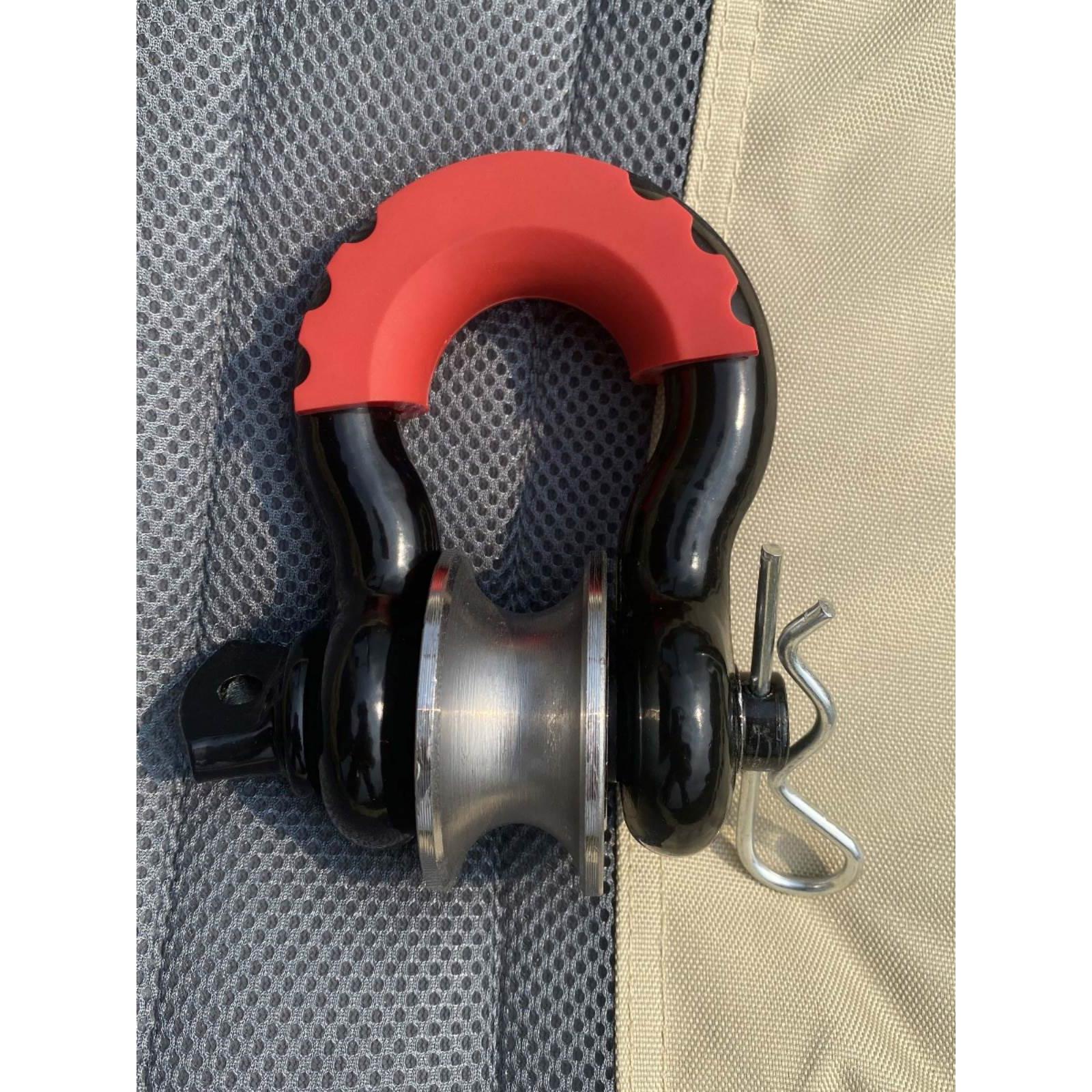 越野车绞盘定滑轮拖车卸扣3/4大号U型钩带滑轮套装滑轮组绞盘救援