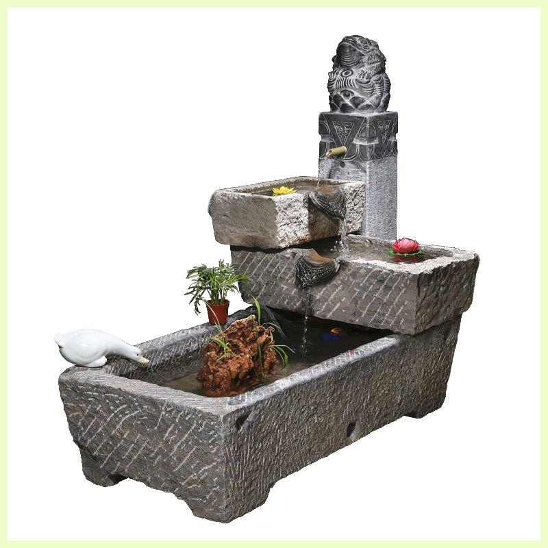 老旧石槽鱼缸鱼池石头石缸养鱼户外庭院石磨青石马槽景观流水摆件