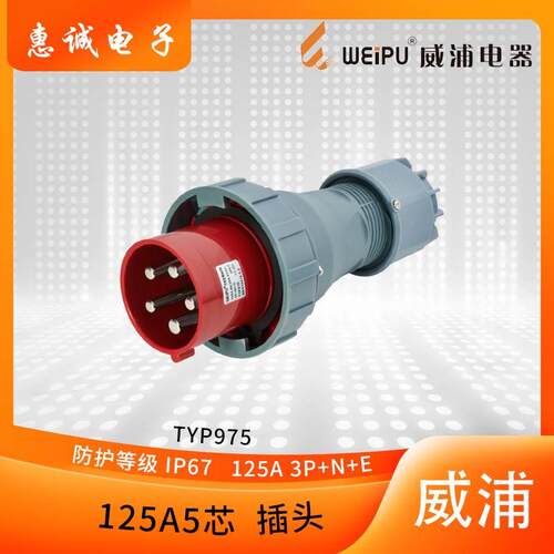 威浦 TYP975工业插头 连接器 航空插头3P+N+E（125A5芯）IP67