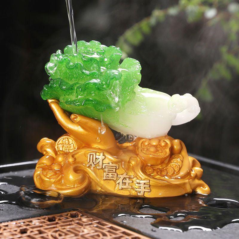 变色茶宠摆件可养招财白菜茶桌茶台茶玩茶具用品茶盘泡茶装饰品