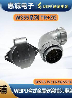 威浦WEIPU弯式金属软管航空插头WS55-4-7-40-53-61芯 WS55J61TR+Z