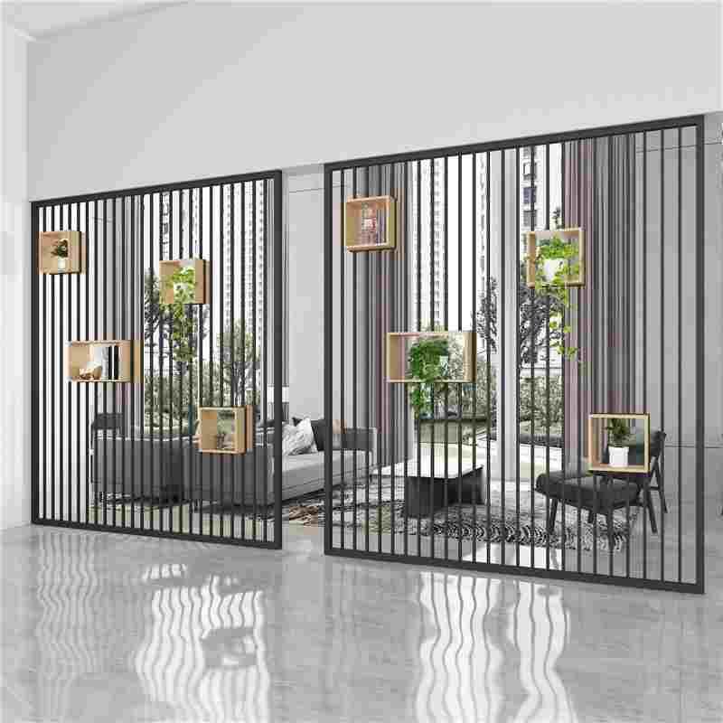 铁艺屏风简约客厅餐厅玄关办公室绿植花架隔断墙装饰置物架落地