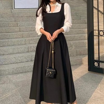 现货 赫本风 高雅气质 百搭修身显瘦背心连衣裙女 韩国 春夏新款
