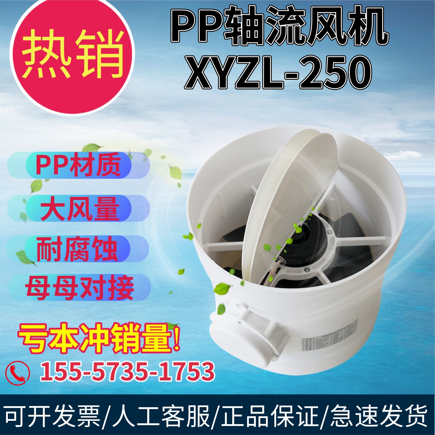 通风橱柜PP塑料外壳排管道轴流风机换气扇静音高速耐腐蚀XYZL-250