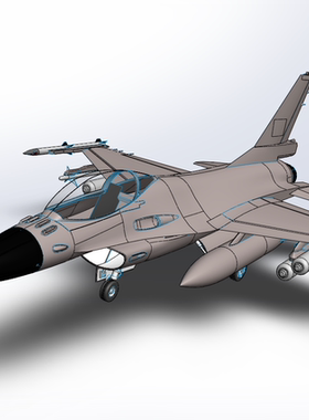F16战斗机模型3D图纸飞机建模三维数模SW飞机设计图纸附STP，STL