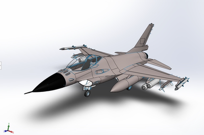F16战斗机模型3D图纸飞机建模三维数模SW飞机设计图纸附STP，STL