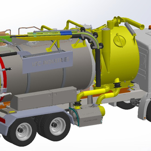 真空吸污车污水车液体运输车罐车STP图纸三维3D模型三维建模
