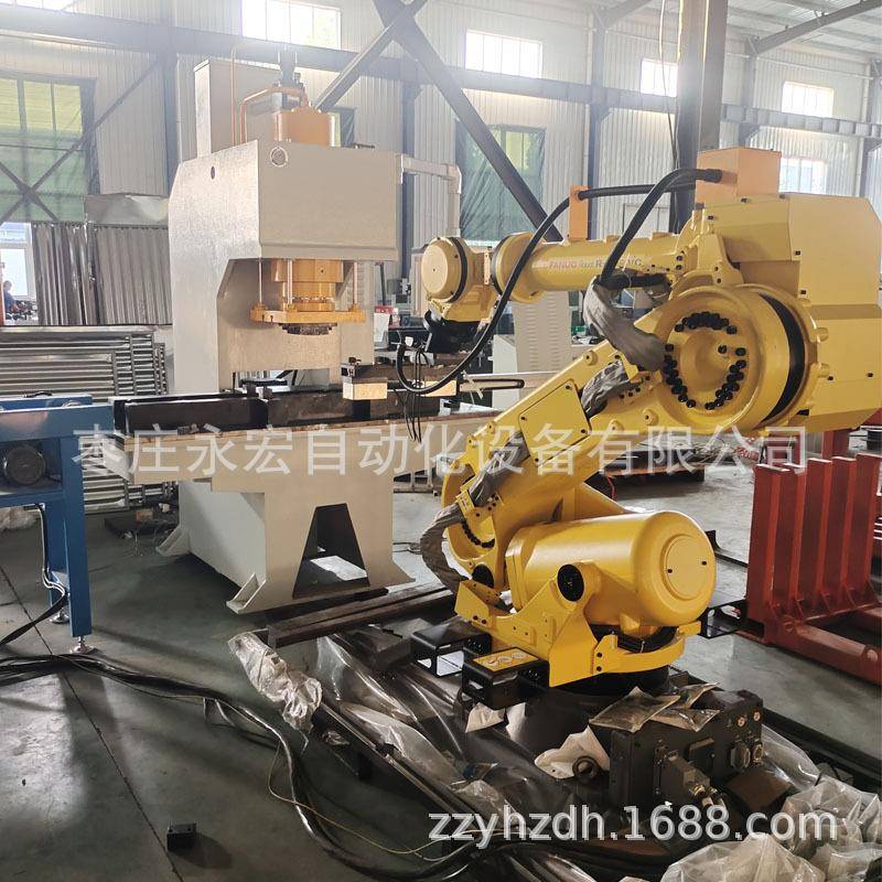 100吨数控伺服C型单柱油压机板材整平校直高精度油压机配套机械手