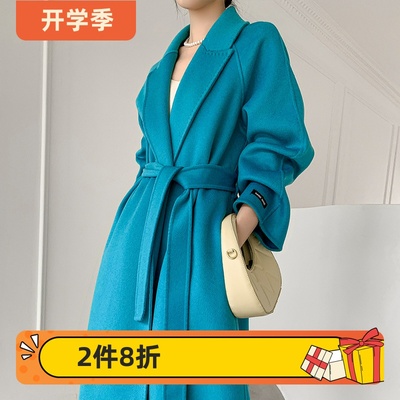 双面呢加长款外套羊毛显瘦气质