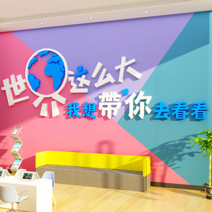 旅行社门店墙面装饰网红酒民宿布置游公司文化墙贴办公室前台背景