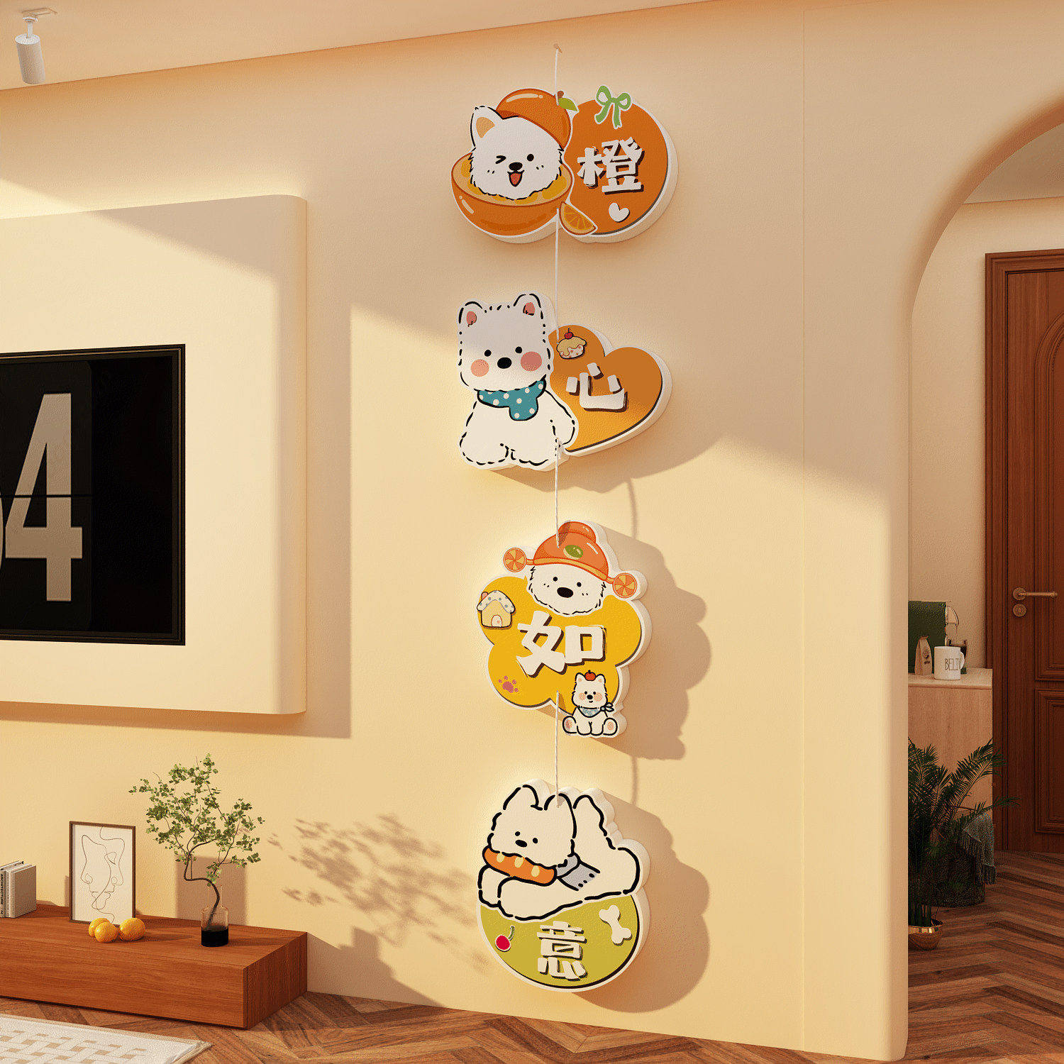 2026新款贴自粘客厅玄关改造两侧奶油风电视机背景墙面装饰画挂件