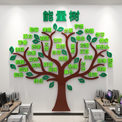 正能量墙贴纸大树布置办公室墙面装饰公司企业文化墙背景励志标语