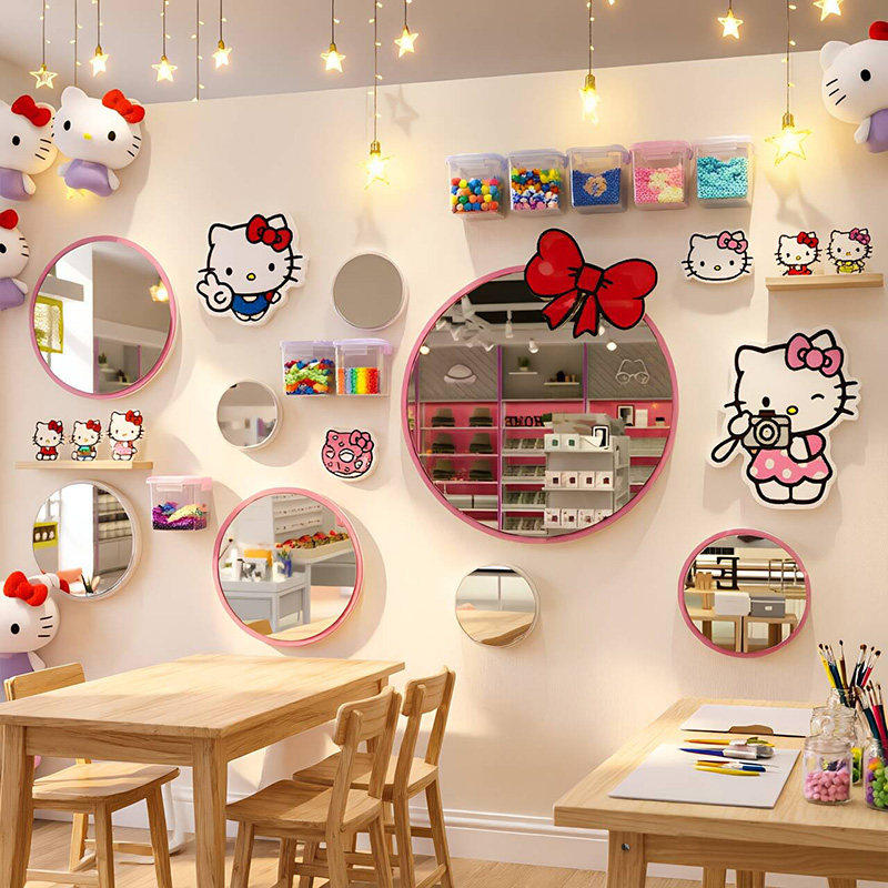 网红打卡镜子手作diy拼豆店铺墙面装饰画hellokitty背景氛围布置