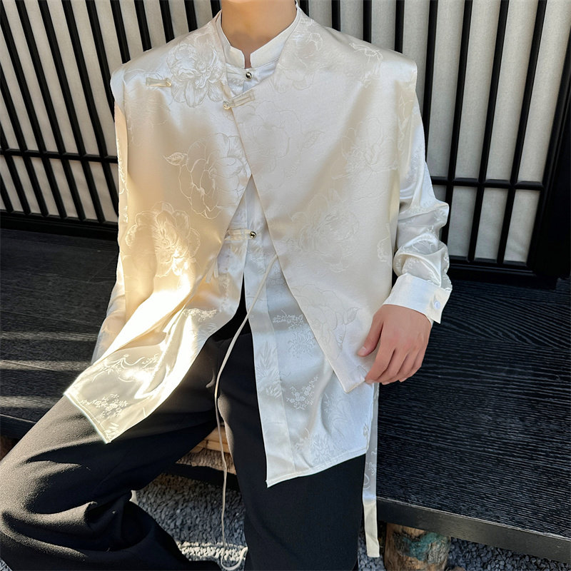 秋冬新款新中式盘扣提花马甲男女同款外穿背心潮P85,男装背心/马甲,星座1111（原C206）