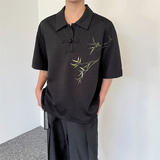 新中式竹子刺绣盘扣Polo衫短袖T恤P65，男装Polo衫，星座1111（原C206）