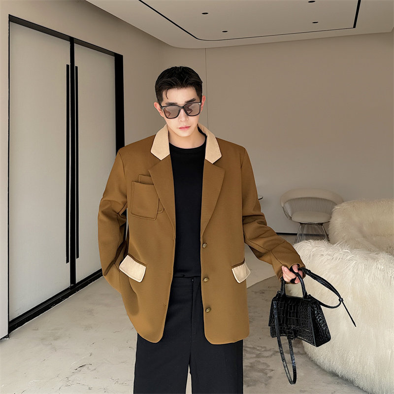 新款春款小众设计感背后穿绳百搭拼接西装外套男女同款286P155,男装西服套装,星座1111（原C206）