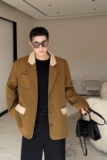 新款春款小众设计感背后穿绳百搭拼接西装外套男女同款286P155，男装西服套装，星座1111（原C206）
