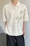 新中式竹子刺绣盘扣Polo衫短袖T恤P65，男装Polo衫，星座1111（原C206）
