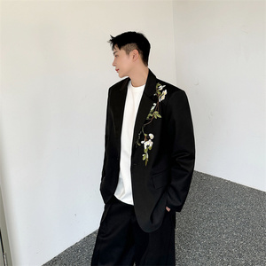 24年新款春款新中式渐变刺绣茶花西服外套男女同款P140图片