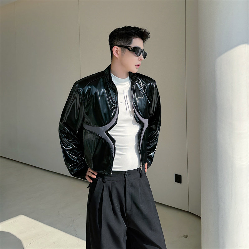 24年新款金属液态感皮衣男P145,男装皮衣,星座1111（原C206）