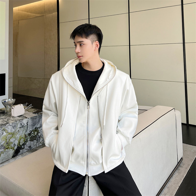 25新款设计感纯色假两件双拉链夹克百搭休闲上衣P80,男装夹克,星座1111（原C206）