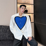 24新款春款小众时尚蓝色爱心衬衫高级感潮P85，商品下架区，星座1111（原C206）