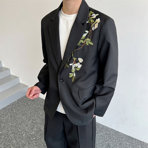 24年新款春款新中式渐变刺绣茶花西服外套男女同款P140图片
