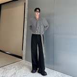 时髦格子衬衫棉麻弹性休闲飘带衬衣男女同款潮P85，男装衬衫，星座1111（原C206）