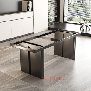 意式奢石餐桌脚支架岩板书桌茶桌底座不锈钢餐台脚大板大理石桌腿