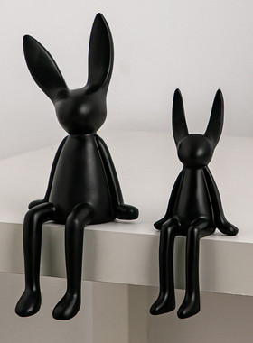 马卡龙卡通坐姿长耳兔摆件轻奢客厅电视柜玄关装饰品