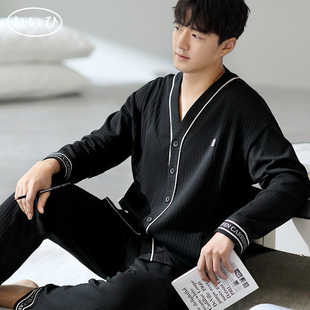 春秋款 全棉睡衣男士 冬季 纯棉长袖 装 家居服大码 日本むいひ轻奢