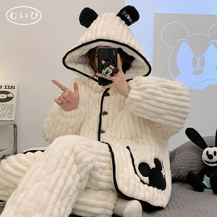 珊瑚绒睡衣女冬季 网红款 加厚加绒法兰绒家居服 日本むいひ轻奢