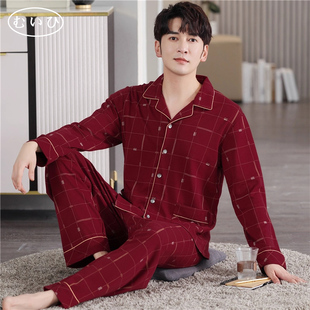 秋冬家居服套装 男睡衣纯棉2025红色本命年大码 日本むいひ轻奢