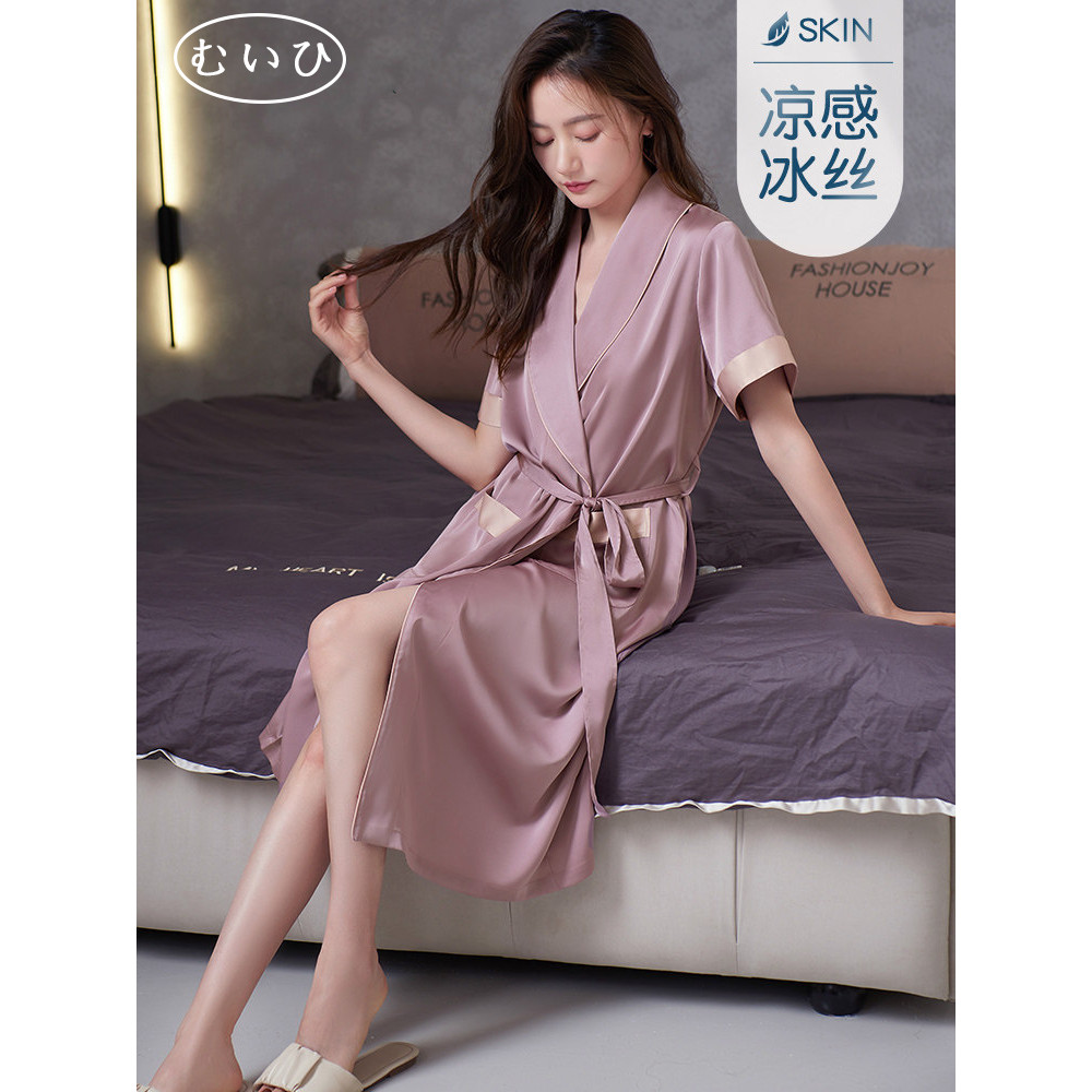 【日本むいひ轻奢】冰丝睡袍女款夏季薄款真丝浴袍高级感家居服女