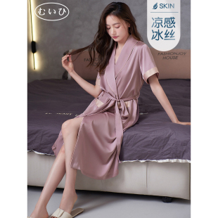 【日本むいひ轻奢】冰丝睡袍女款夏季薄款真丝浴袍高级感家居服女