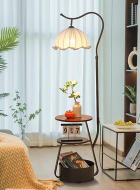 落地灯中古风卧室旁床头一柜体置物架厅台灯客沙发YXLD-604边氛围