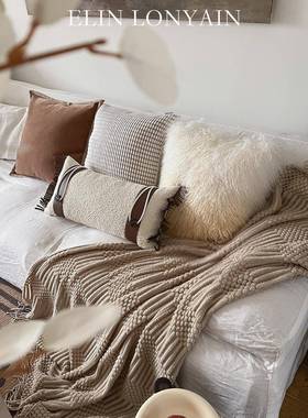 EINLOL房NYAIN现代简咖约中式EL230202侘寂风色卡其组合靠垫抱枕