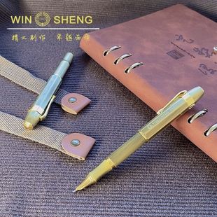 永生钢笔古铜拉丝复古黄铜口袋短款弯尖美工练字办公学生商务钢笔