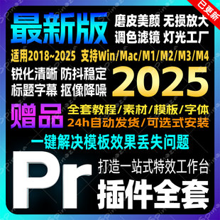 包中文转场调色字幕滤镜预设素材模板合集 Pr2025全套插件一键安装