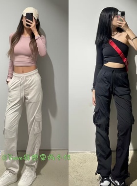 From新品推荐~DancStud加绒丢丢裤运动工装裤窄版直筒长裤女 冬季